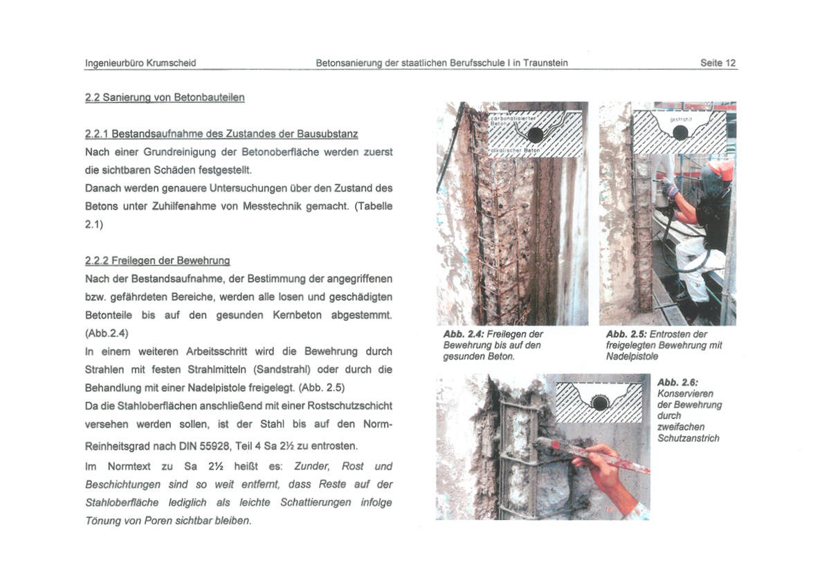 Betoninstandsetzung an der Staatlichen Berufsschule Traunstein, Ansicht 4