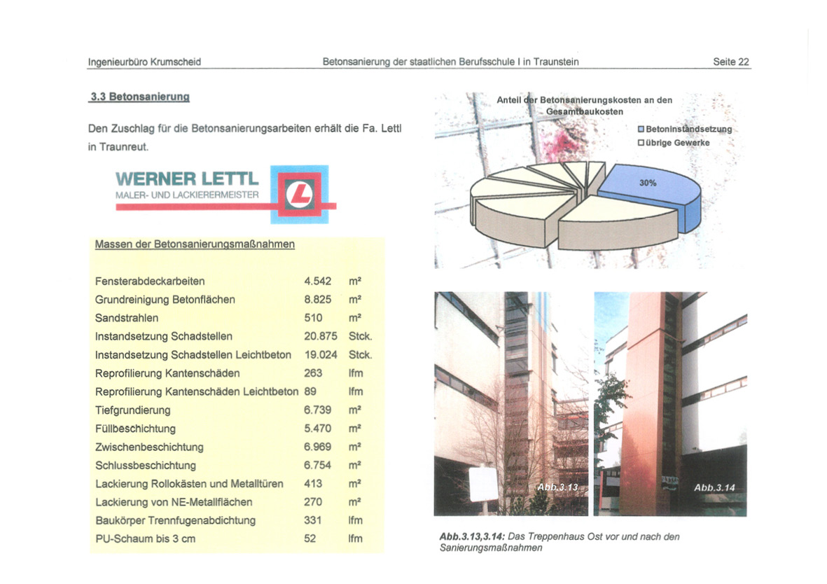 Betoninstandsetzung an der Staatlichen Berufsschule Traunstein, Ansicht 6