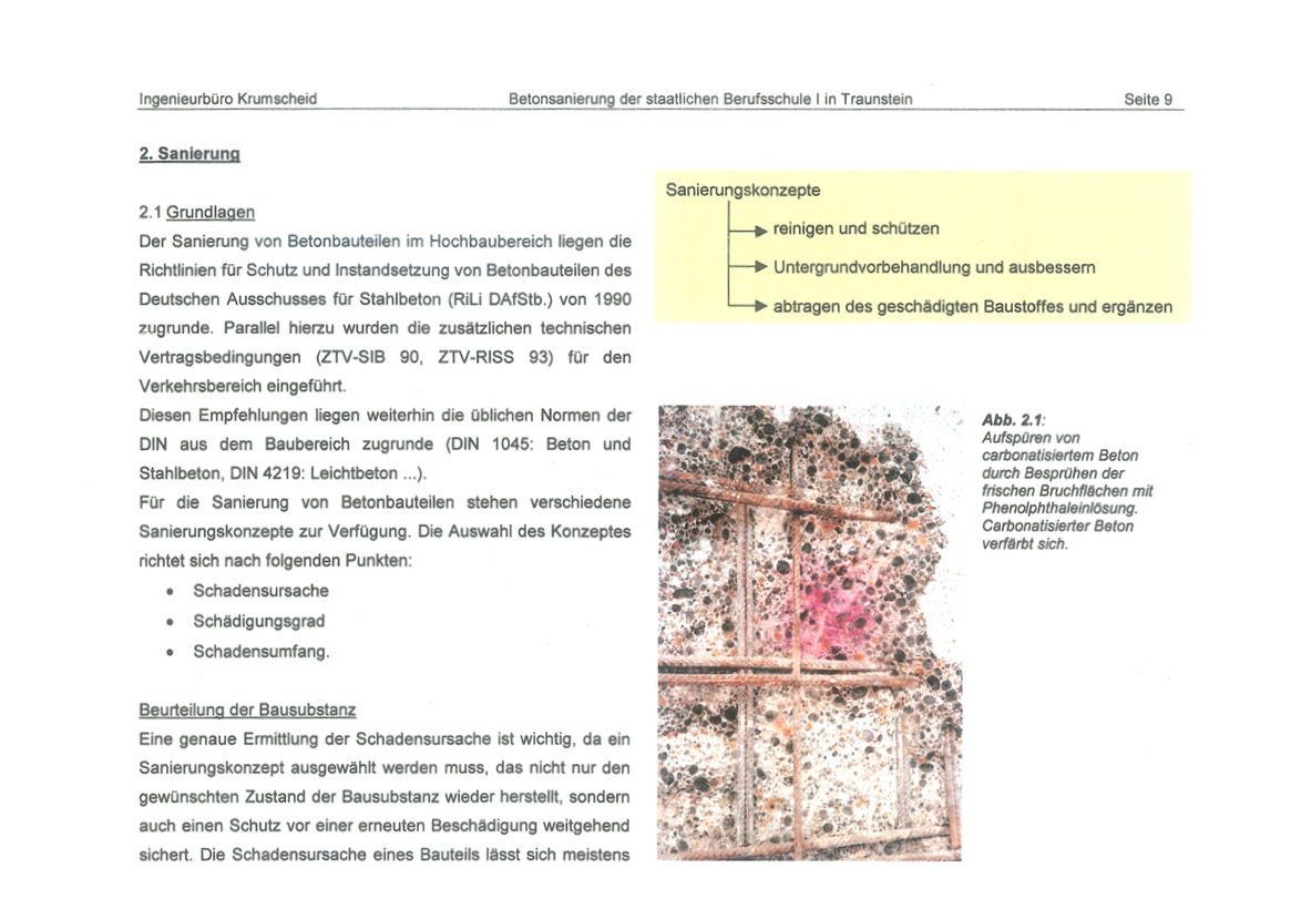 Betoninstandsetzung und Fassadenanstrich an der Staatlichen Berufsschule Traunstein, Ansicht 3